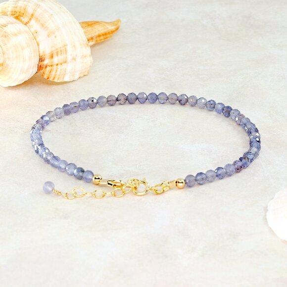Sparkling Sunstone Iolite Gemstone Bracelet, 14k Gold Filled, Fast Shipping - Picture 4 of 10
